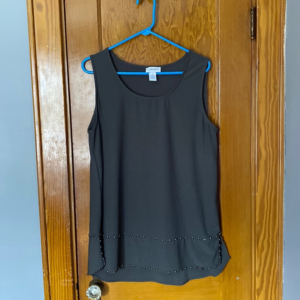 Olive tunic with bead on bottom dress tank